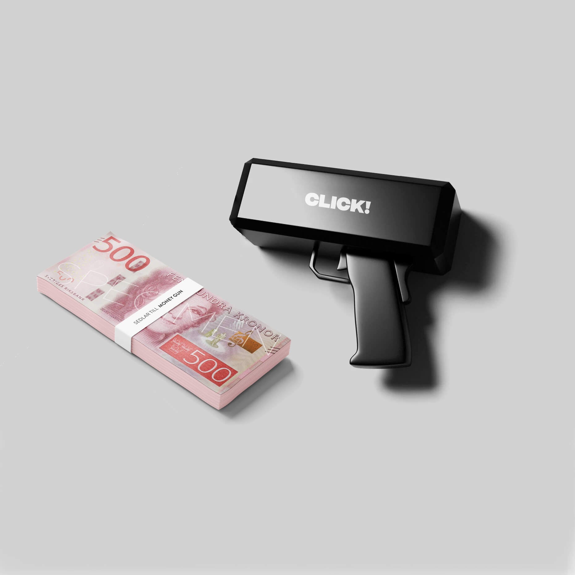 CLICK! Money Gun With Paper Bills 500kr