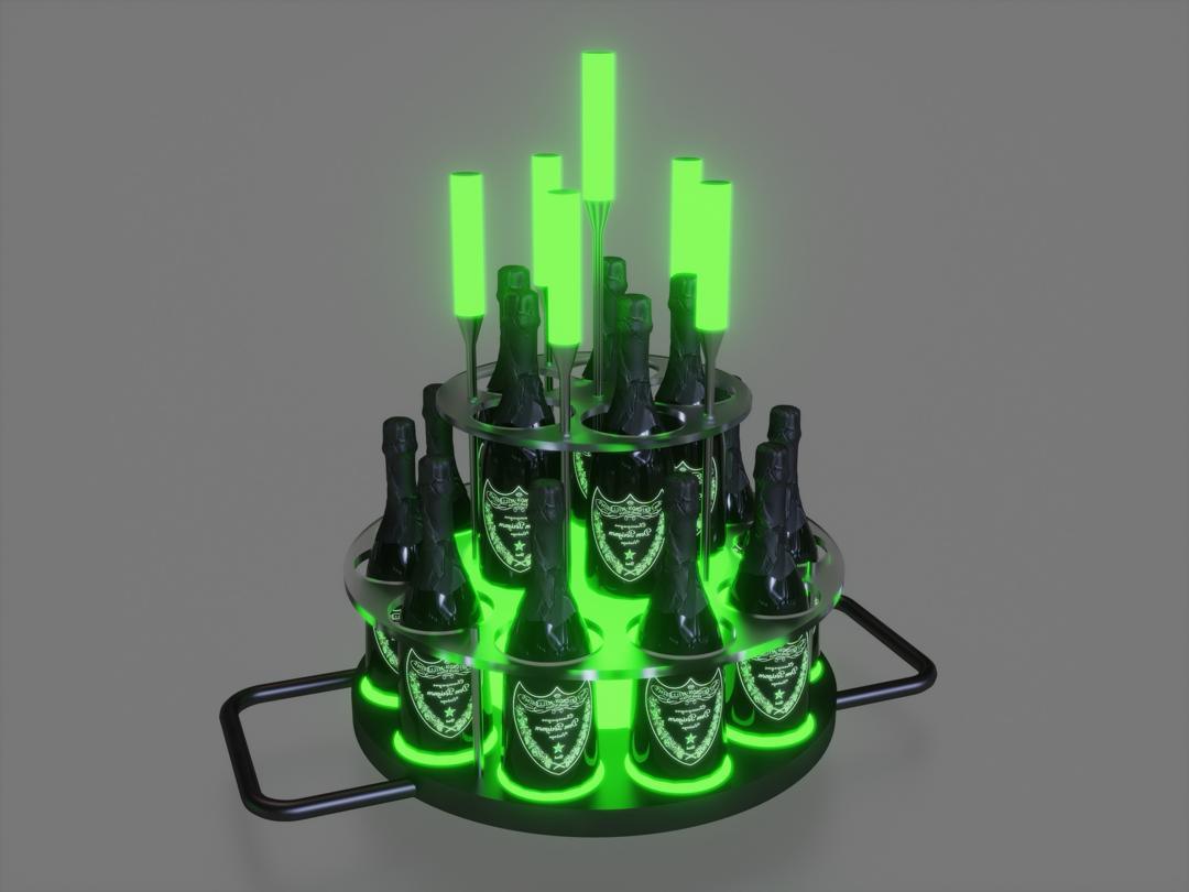 Custom made Dom Perignon Cake with LED - CLICK!